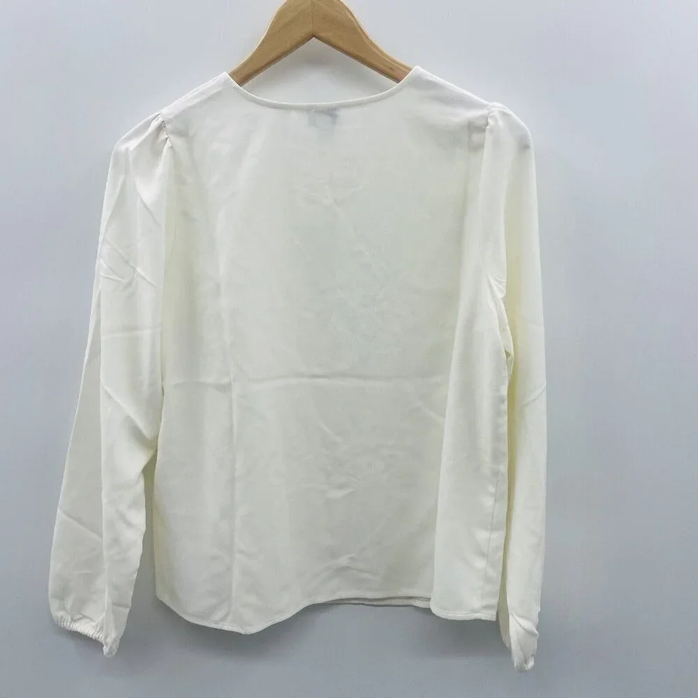 J Crew Factory Womens Size Small Long Sleeve Keyhole Top in‎ Ivory BT950 $79 637